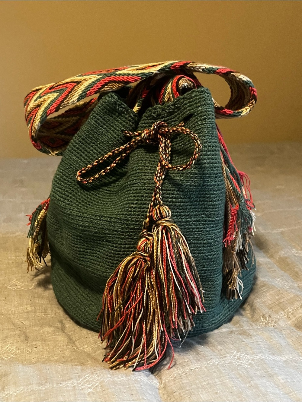 Handwoven Wayuu bucket bag